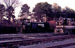 NS 2355 works Glenwood yard as the sun is rapidly disappearing